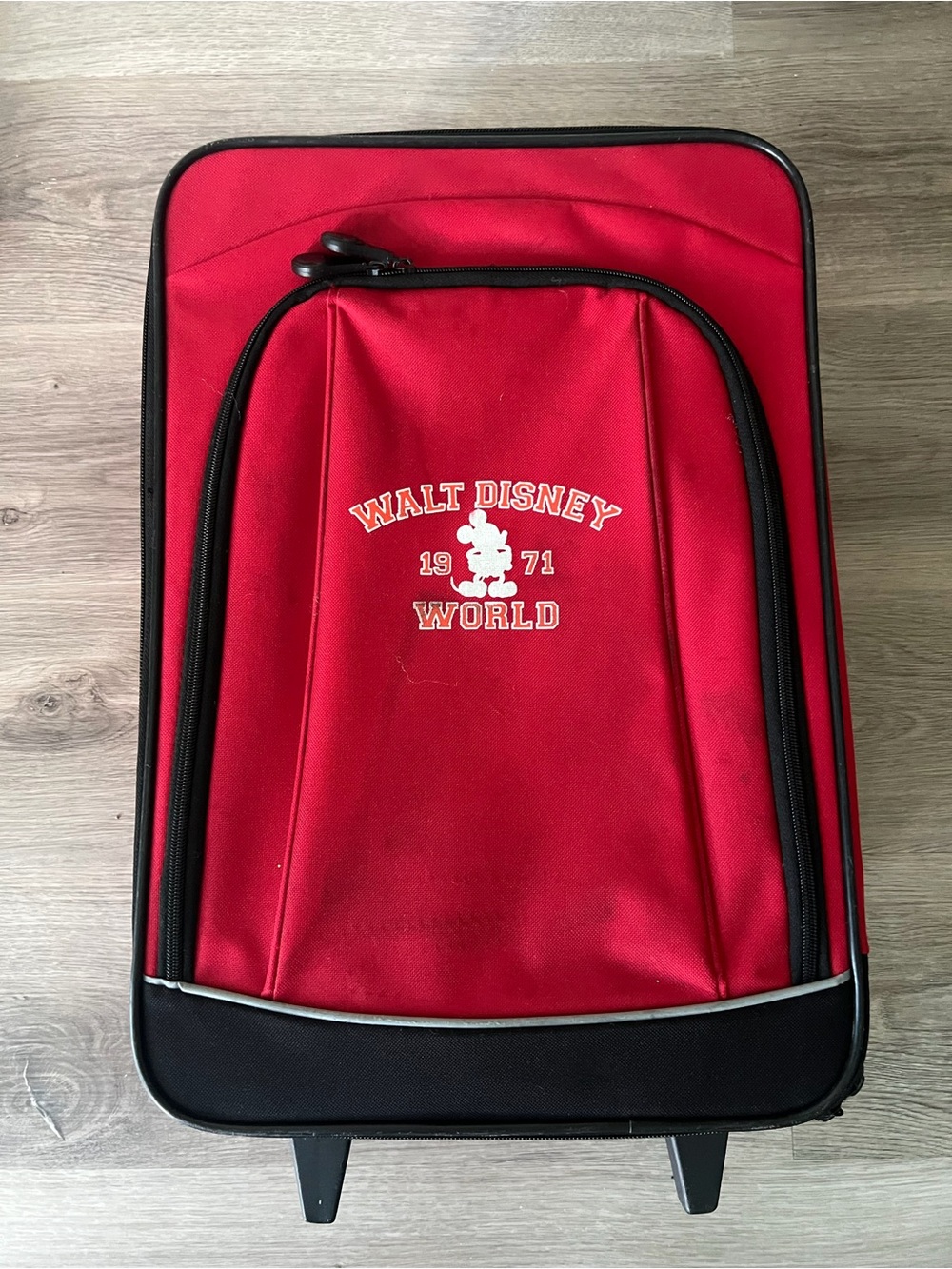 Disney Red Walt Disney World Rolling Suitcase with Black Trim
